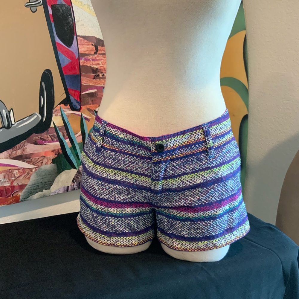 Hurley Multicolor Striped High Waist Shorts